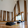 Microphone in a committee room at the Scottish Parliament
